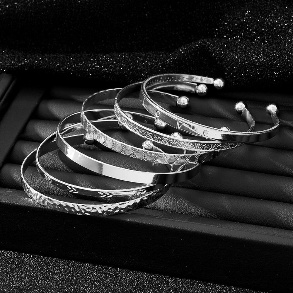 Gold Bangle Bracelets For Women, 14k Gold Plated Multi Layer Stackable Cuff Brac - Picture 5 of 7
